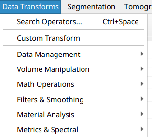 Data transform menu