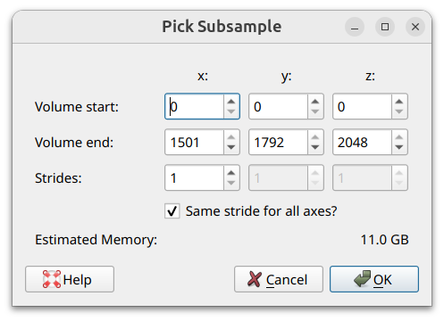 HDF5 Subsample Dialog