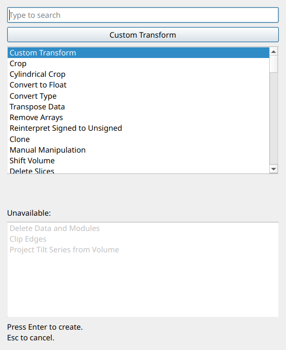 Operator search dialog
