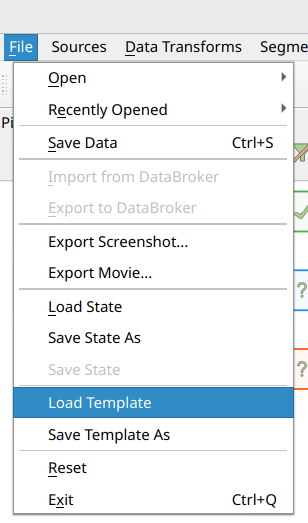Load/Save Template from the File menu