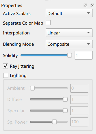 Volume render properties