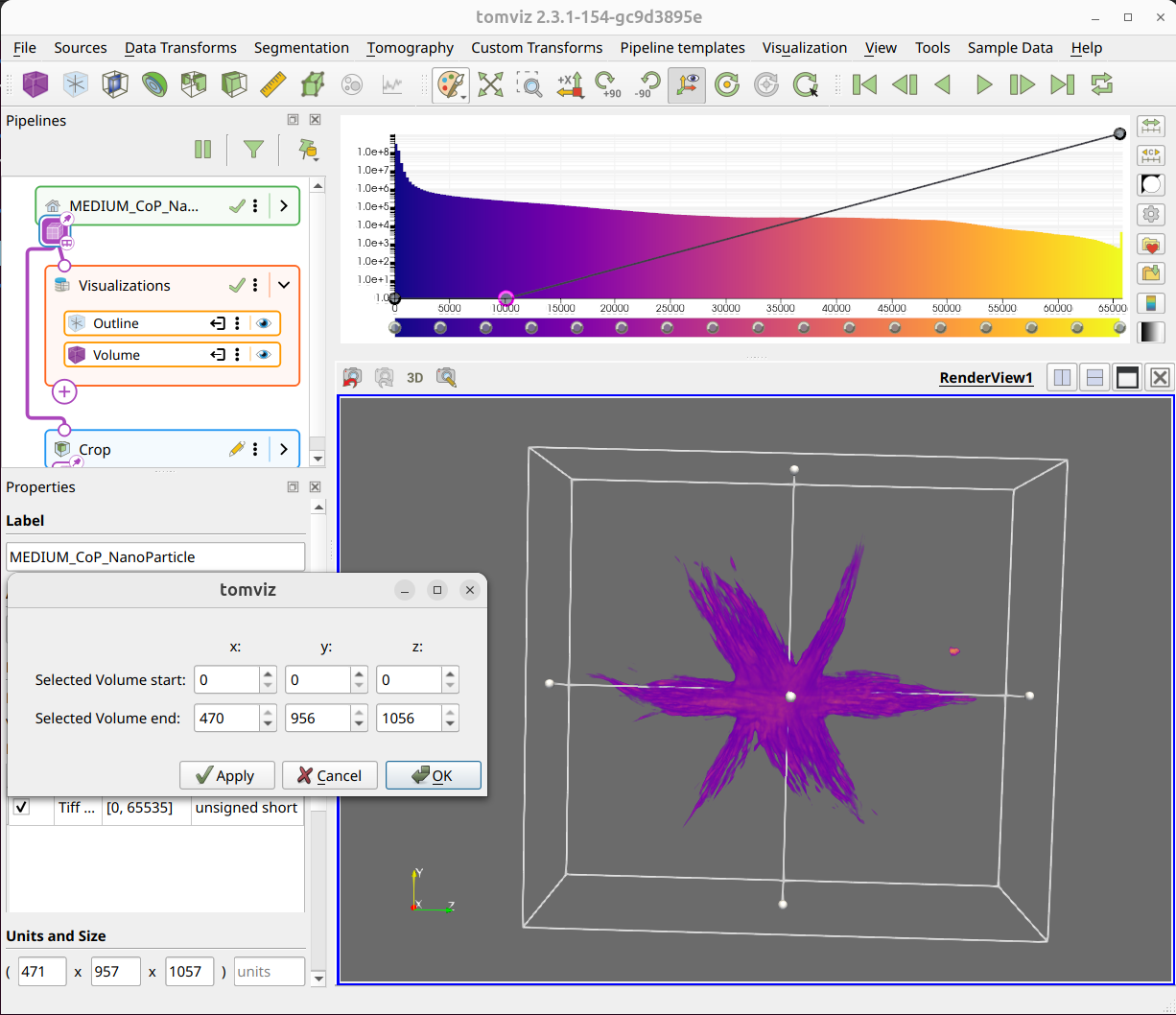 Crop dialog with 3D box