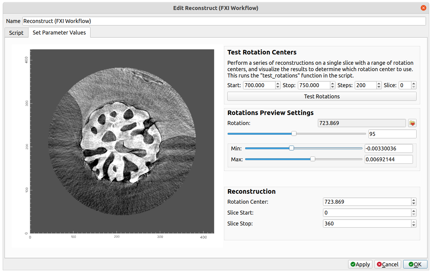 Test Rotation Centers