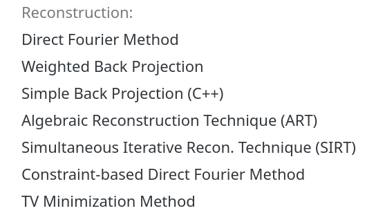 Reconstruction menu
