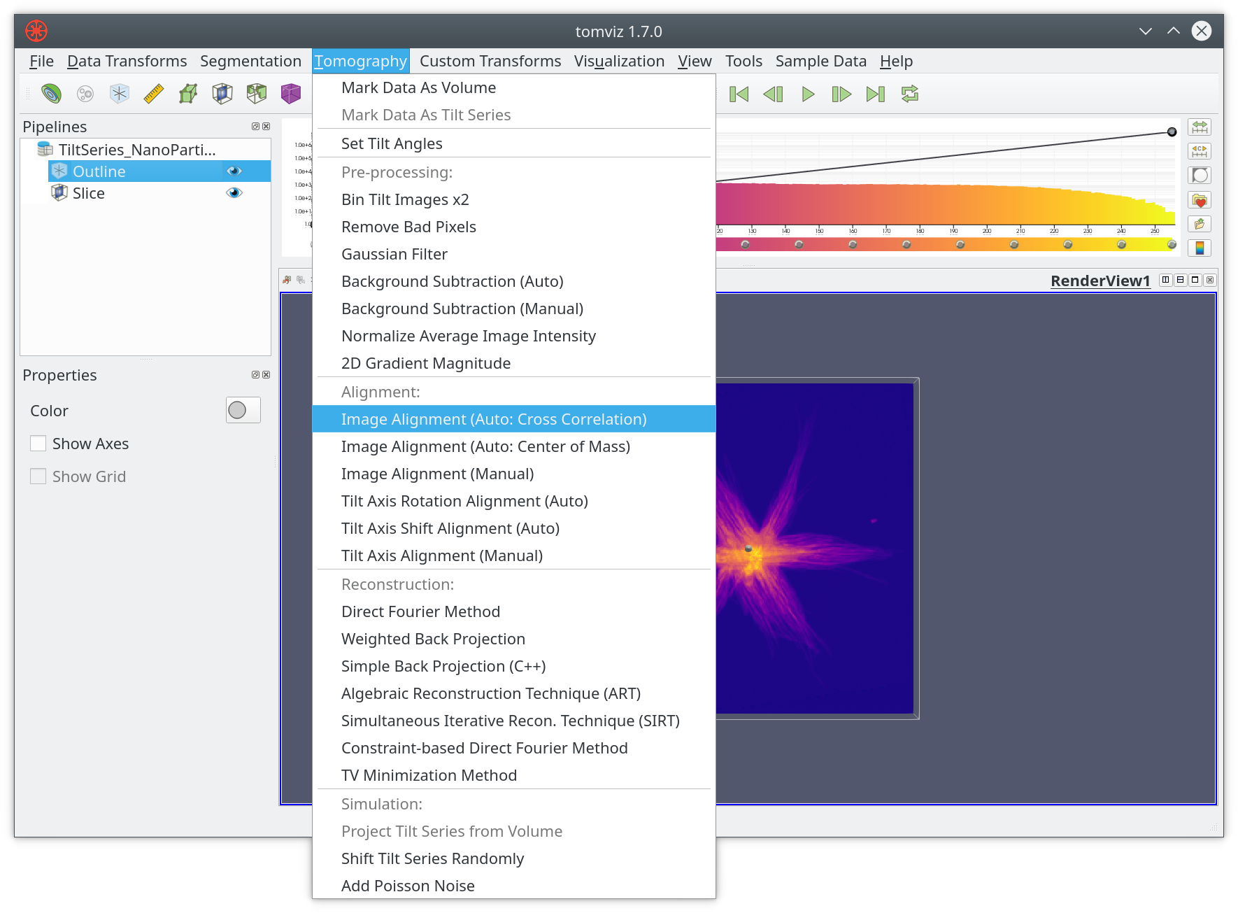 Tomography menu