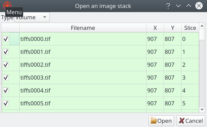 Open stack dialog