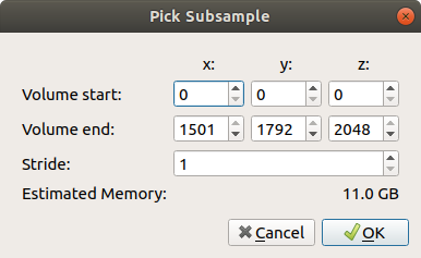 HDF5 Subsample Dialog